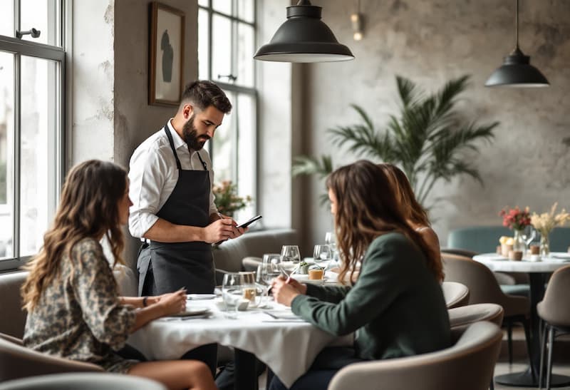 Restaurant guest scanning a QR menu